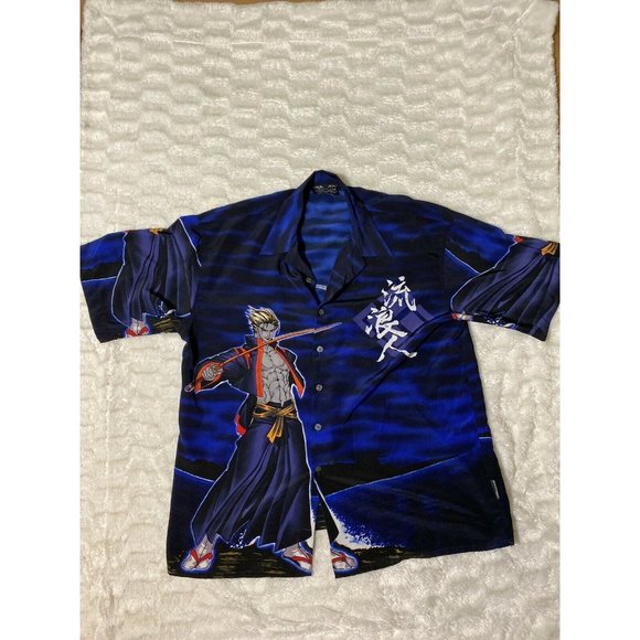 Mecca Clothing Company Size XXL Blue Shirt  Samurai Graphic Big And Tall - Picture 1 of 8